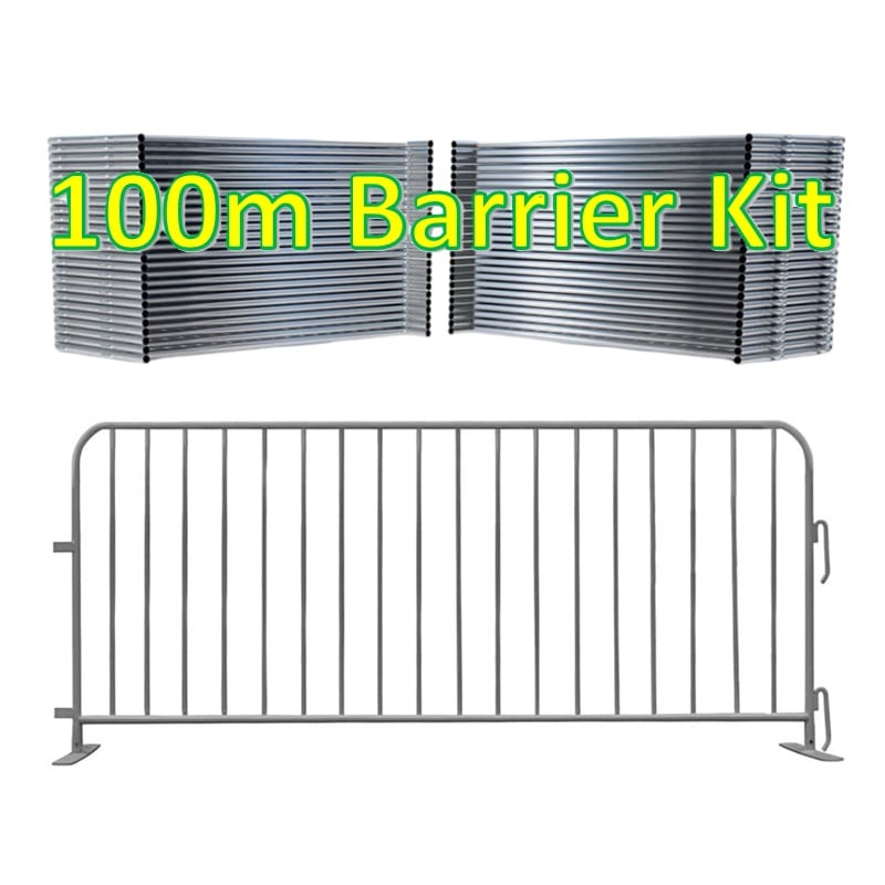 100m barrier kit, strong metal construction, ideal for crowd control and outdoor events.