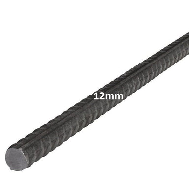 12mm steel rebar, durable construction material with ribbed surface for enhanced grip.