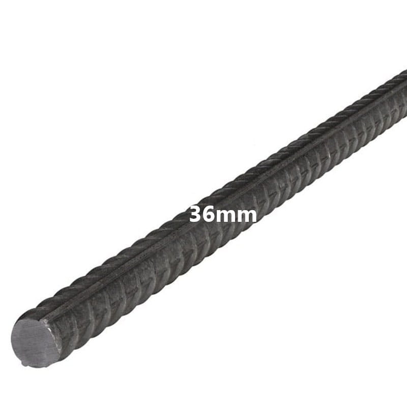 36mm steel rebar, durable and ribbed for enhanced grip in construction projects.