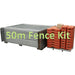 50m fence kit with metal panels and weights, ideal for temporary fencing solutions.