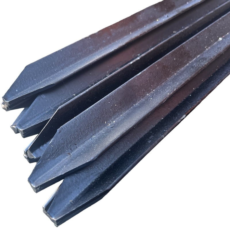Set of five star pickets showing pointed front tip.