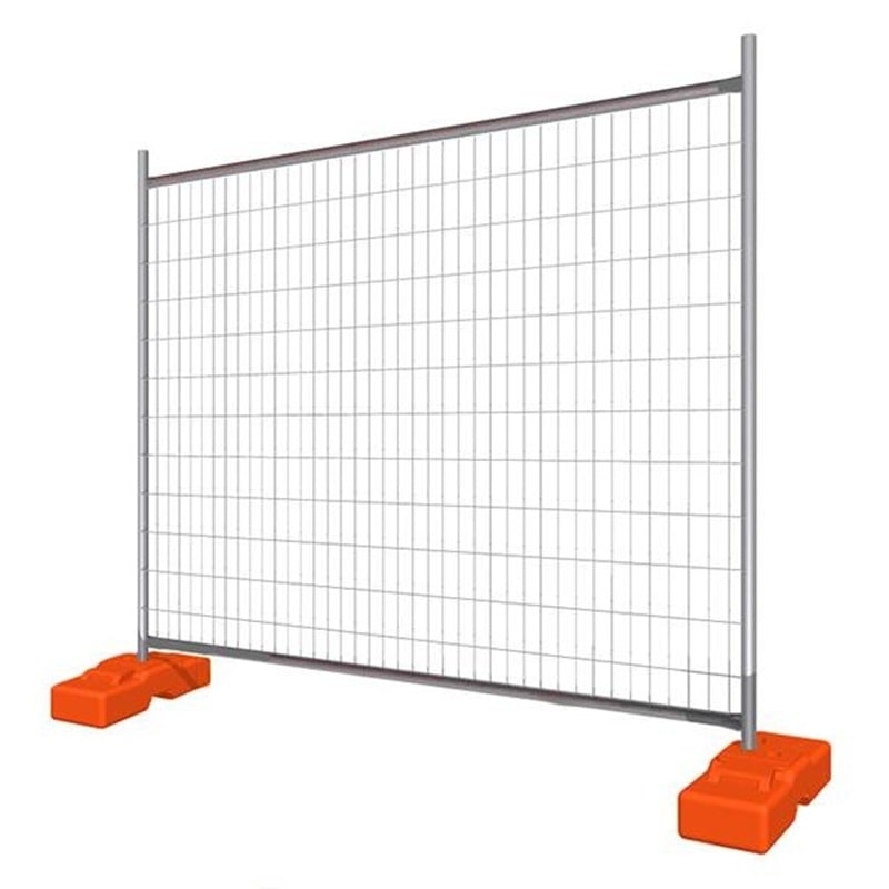 Heavy-duty construction safety fence with orange base and galvanized steel frame, ideal for site protection.