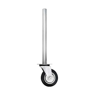 Heavy-duty caster wheel with a durable metal stem and black rubber tire for smooth mobility.