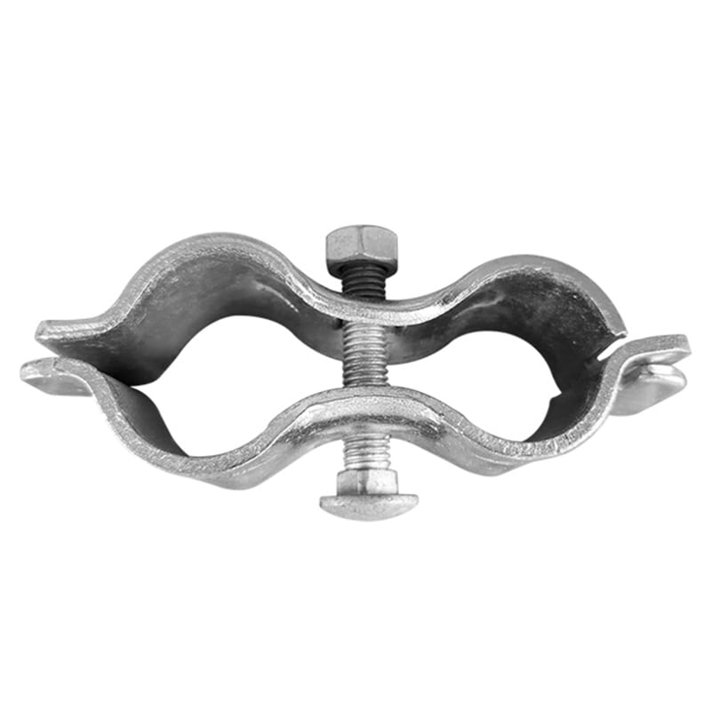 Heavy-duty stainless steel clamp with adjustable screw for secure mounting and durability.