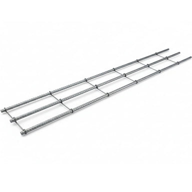 Durable metal ladder rack, silver, 12-foot construction tool for stable and secure use.