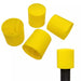 Set of yellow rubber caps for protecting sharp ends, durable and versatile for various applications.